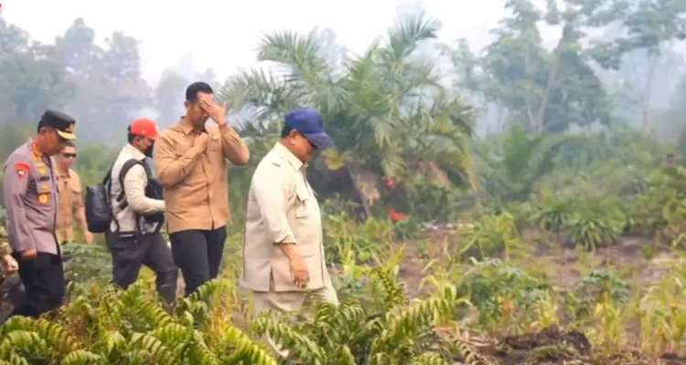 FOTO PRABOWO TERJUN LANGSUNG KE LOKASI KEJADIAN KEABAKRAN DIKALIMANTAN