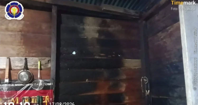 NYARIS Kondisi dapur rumah milik H Tenni di Desa Tanjung Harapan Kecamatan Sebatik Timur nyaris terbakar pada Senin malam