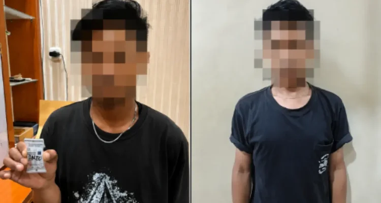 TERTANGKAP Dua pelaku penyalahgunaan narkotika golongan satu jenis sabu