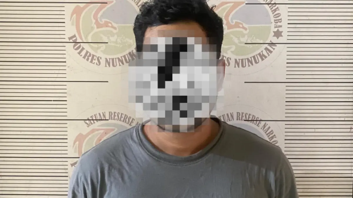 TERTANGKAP M diamankan di Mapolres Nunukan dengan barang bukti narkotika golongan satu jenis sabu