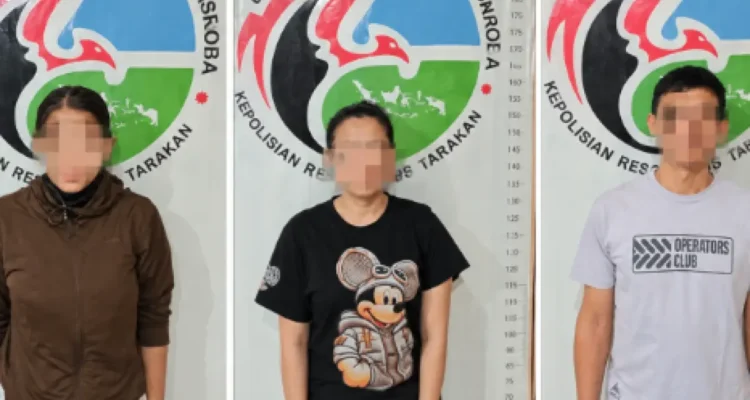 DIAMANKAN Tiga orang yang berhasil diamankan polisi terkait dugaan peredaran narkotika jenis etomidate di Kota Tarakan