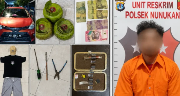 DIBEKUK JU residivis perkara pencurian saat diamankan bersama sejumlah barang bukti Mapolsek Nunukan