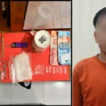 DIBEKUK Y terduga pelaku peredaran narkotika di Nunukan saat diamankan di Mapolres Nunukan