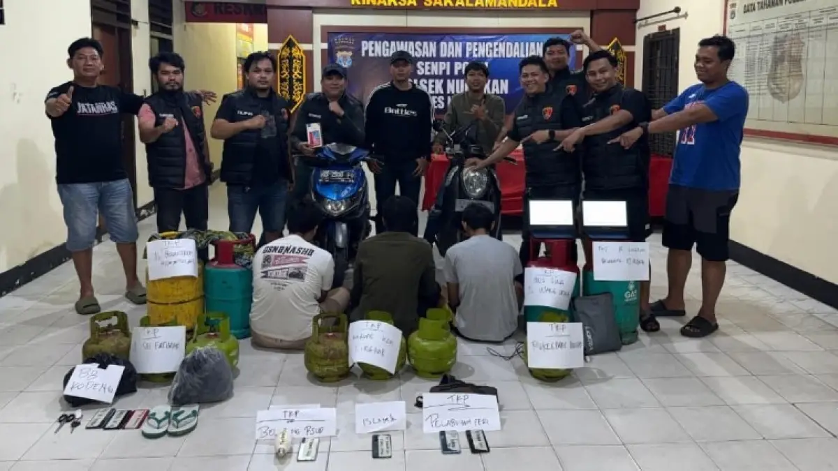 TERUNGKAP Tiga pelaku diamankan Sat Reskrim Polsek Nunukan bersama URC Reserse Polres Nunukan atas aksi pencuri yang terjadi di sembilan TKP
