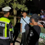 PATROLI Personel Ditlantas Polda Kaltara saat melakukan patroli blue light